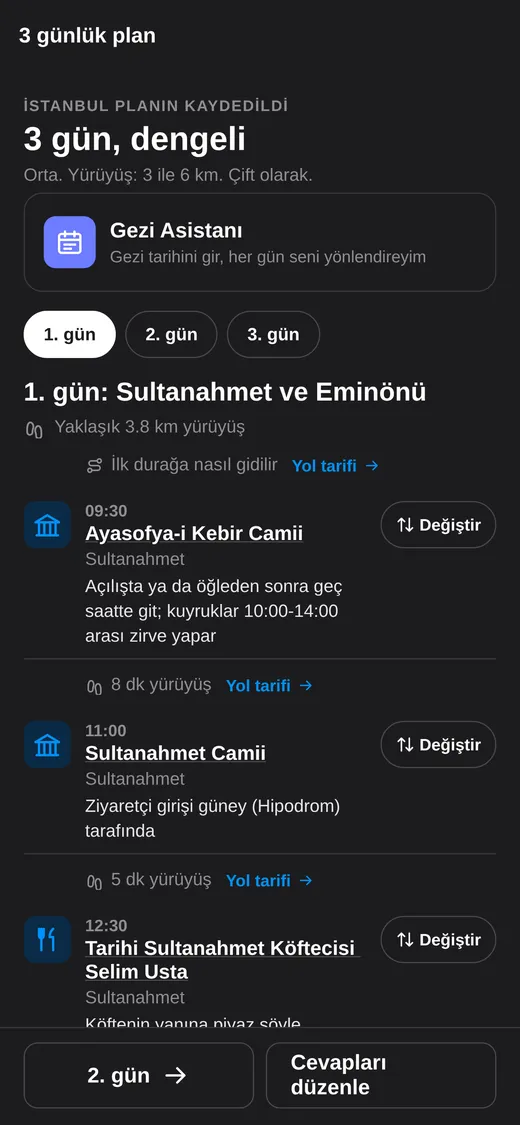 Her gün için bir plan